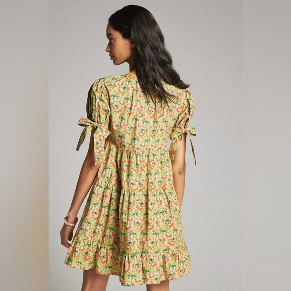 Anthropologie Floral Print Beaded Mini Dress - Picture 4 of 16